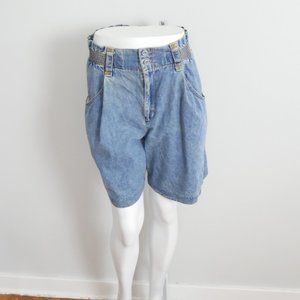 Vintage Essential Sport Paperbag Elastic High Waisted Jean Shorts 10